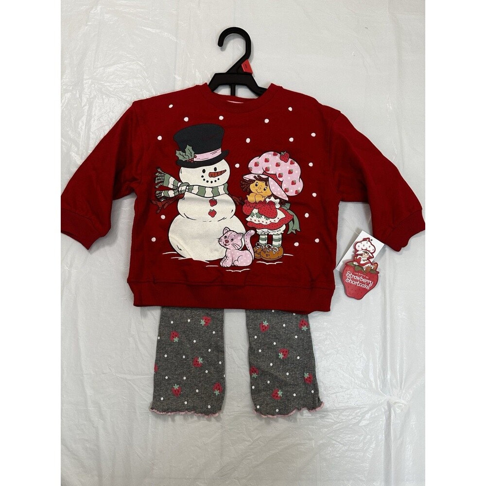Girls Strawberry Shortcake Christmas Sweatshirt Legging Size 2T